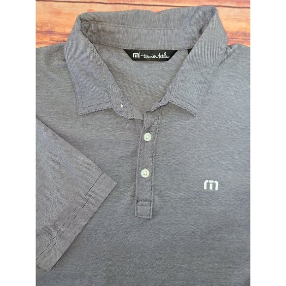Travis Mathew Mens Striped Polo Shirt Size Medium Lavender - Picture 4 of 7